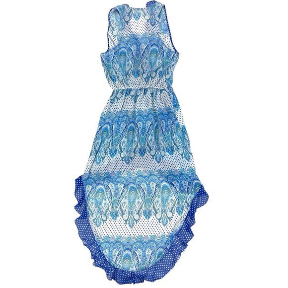 Jessica Simpson Cover Up Women S Blue Ruffle Hem Asymmetrical Boho Beachy Dress - Picture 4 of 9